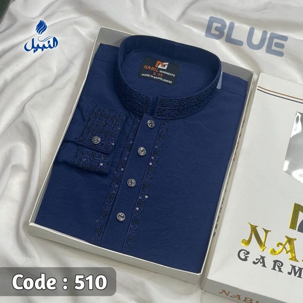 ( নীল কালার )--( Code: 510 )- ভাঁজমুক্ত চায়না মাইক্রো কটন কাপড় - Image 1