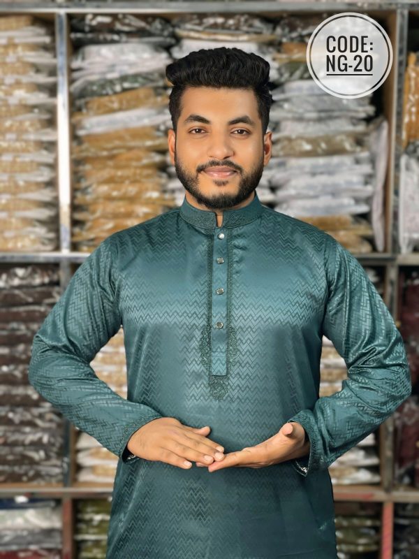 প্রিমিয়াম মাইক্রো কটন এমব্রয়ডারি পাঞ্জাবি ( Code: NG-20) - Image 1