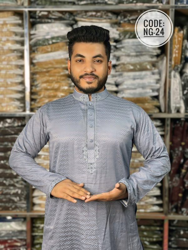 প্রিমিয়াম মাইক্রো কটন এমব্রয়ডারি পাঞ্জাবি ( Code: NG-24) - Image 1